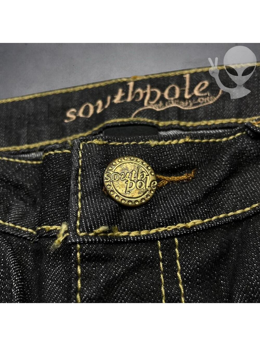 Southpole Women's Size 7 Bootcut Jeans Dark Wash Rhinestone Beaded Y2K McBling - Picture 4 of 8